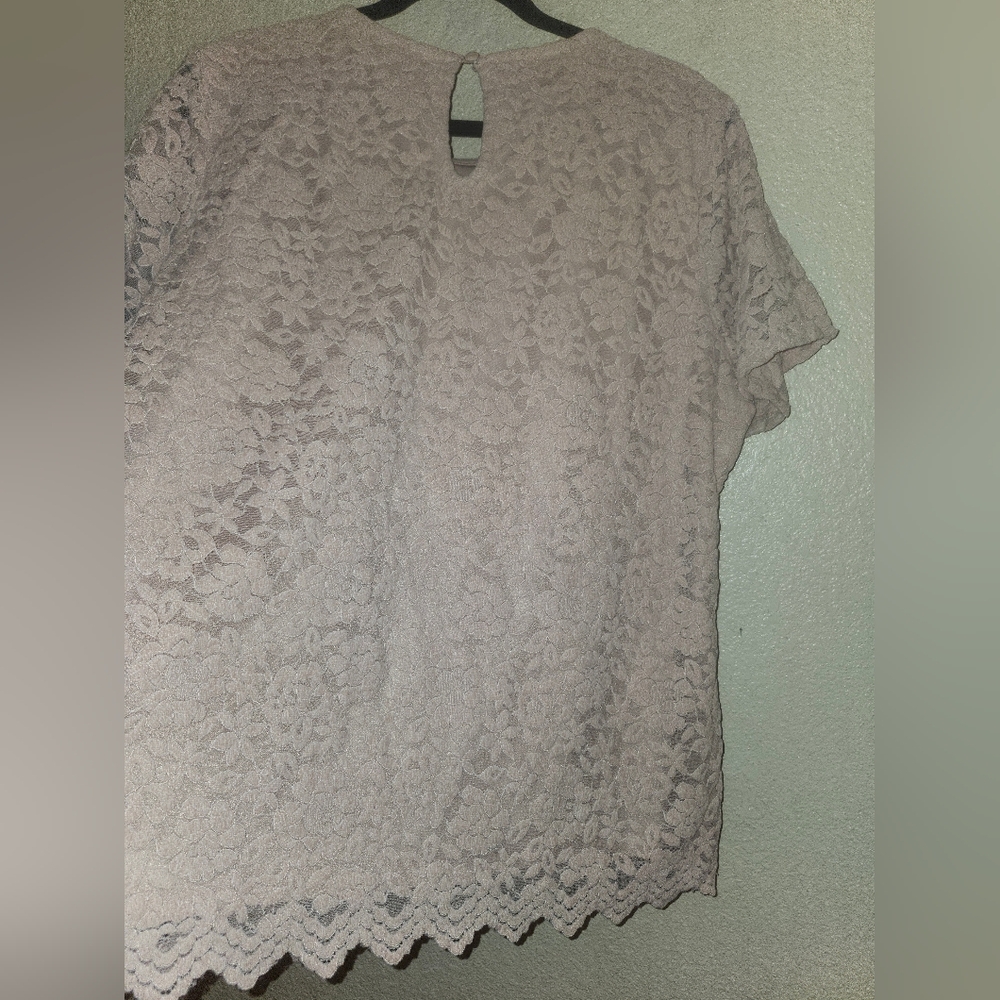 🩷EUC Teddi🧸 Rose🌹 " Lacy🌸 Keyhole Detail Lined Lace Top" Light Pink🩷 Sz XXL - Picture 10 of 12